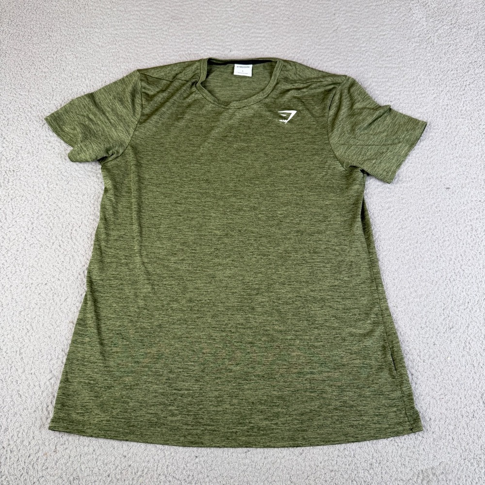 Gymshark T Shirt Mens Large Green Athletic Performance Gym Workout Training Logo